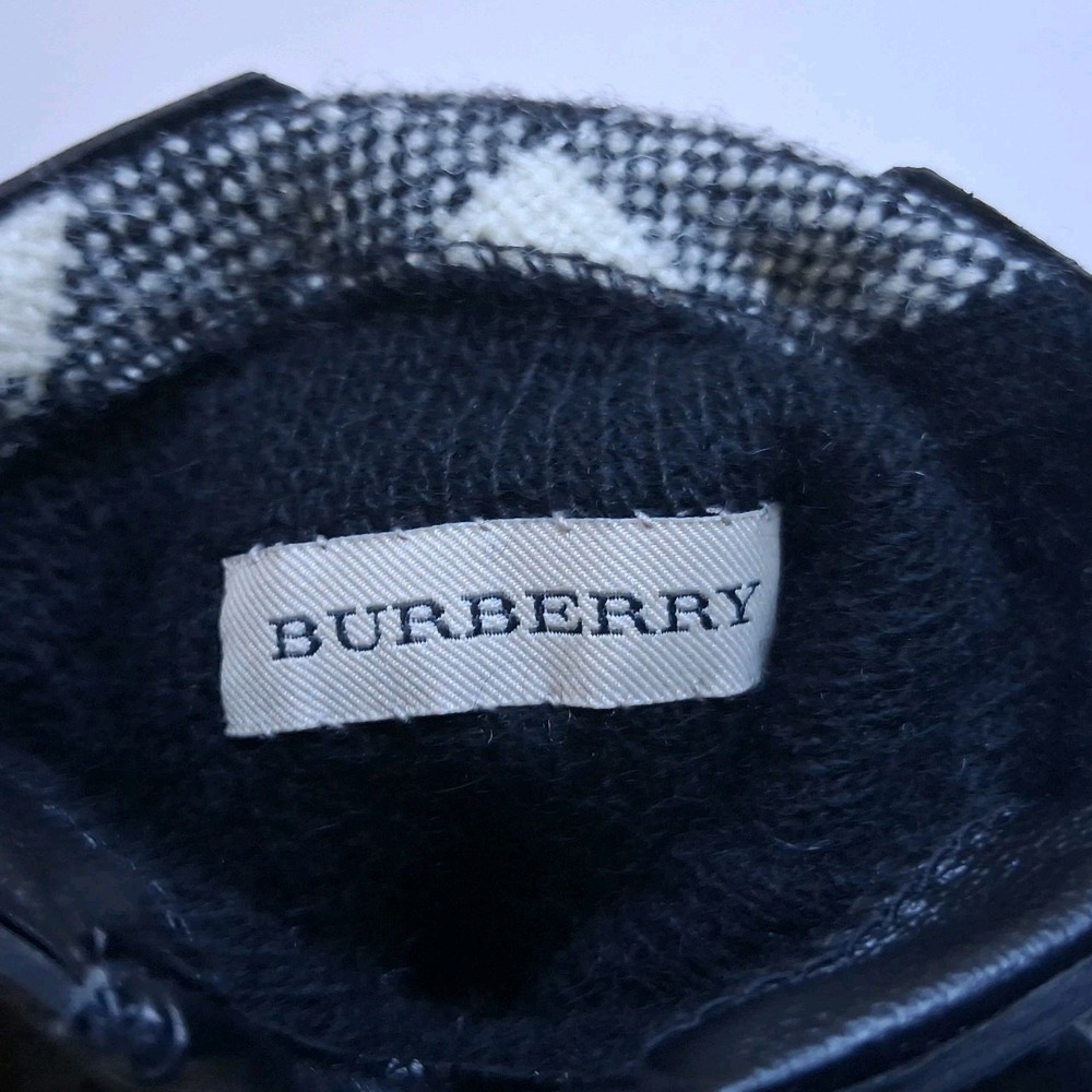 Burberry London Gabriel Check Wool & Leather Gloves Size 7 1/2 Medium Women's - Picture 5 of 9